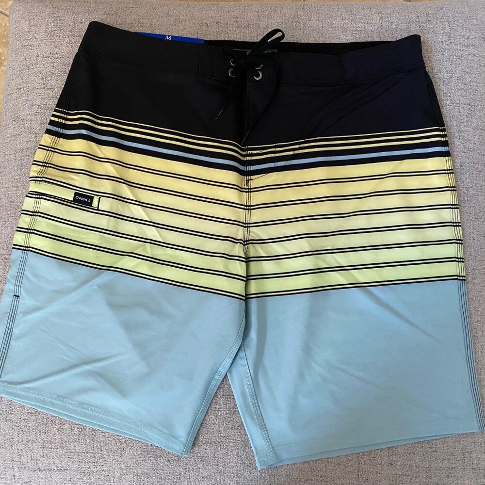 NEW Men's O'Neill Stretch Water Resistant Boardshort Swimwear, Green Size 36
